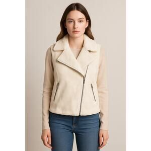 Cozy Winter White Faux Shearling Moto Vest Naked Zebra M